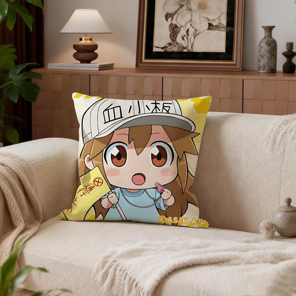 Cute Cells At Work Platelets Cushion Cover Cushion Cover Set 4Pcs 50x50 45x45 40x40 Pillowcase Decorative Sofa Home Decor