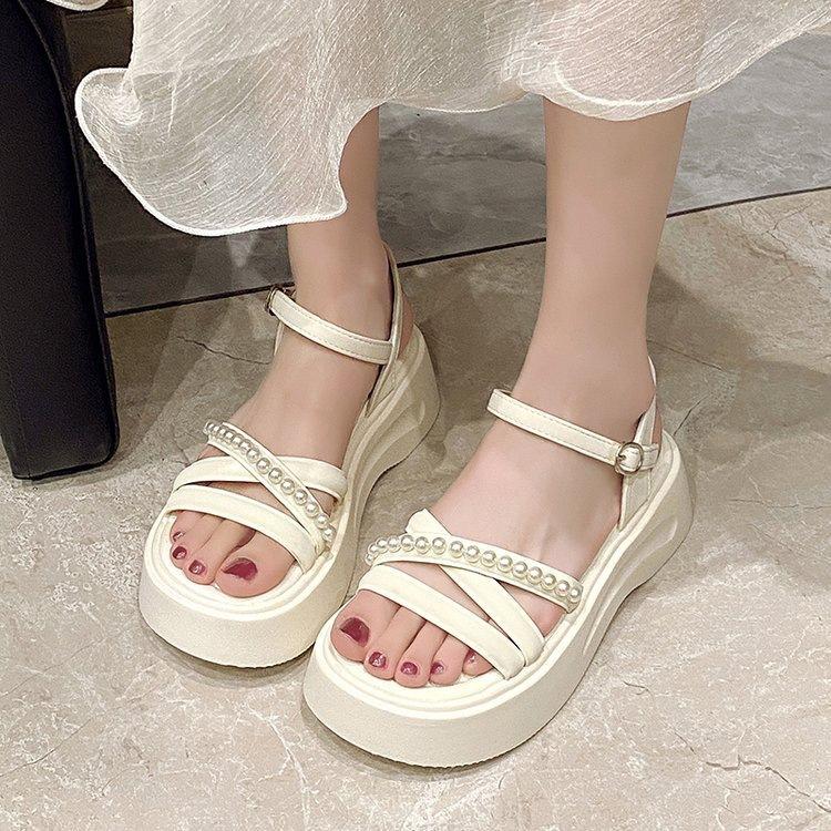 Platform Sandals Women's Summer New 2025 Soft Sole Versatile Word Belt Comfortable Wear-resistant Casual Women's Beach Cool Slippers