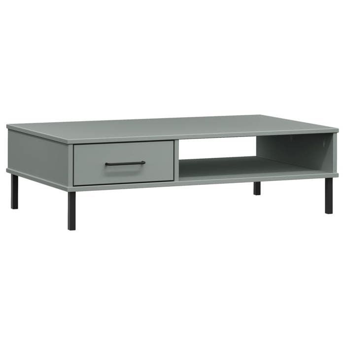 VidaXL Table Basse avec Pieds en Métal, Table d'Appoint avec Compartiment, Bout de Canapé avec Tiroir Salon, Industriel, 351037