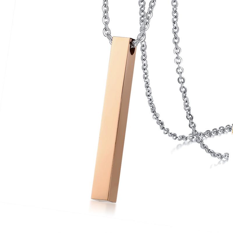 Personalized Vertical Bar Necklace Four Sided Custom Names Necklace Pendant Message For Women