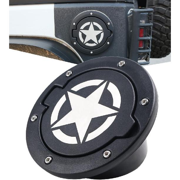 Black Gas Cap Cover Fuel Filler Door Cover Compatible with 2007-2017 Wrangler JK JKU 2/4-DOOR(NOT FOR 2018+ JL MODELS)