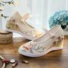Changqing, the New Inner Height Increase Round Head Old Beijing Cloth Shoes for Women with Hanfu High-heeled Platform Embroidered Shoes