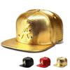 Trendy PU Crocodile Skin Hip Hop Cap For Men Women Rap Snap Back Cap Letter Flat Baseball Bonnet Homme Gold Dad Trucker Hat