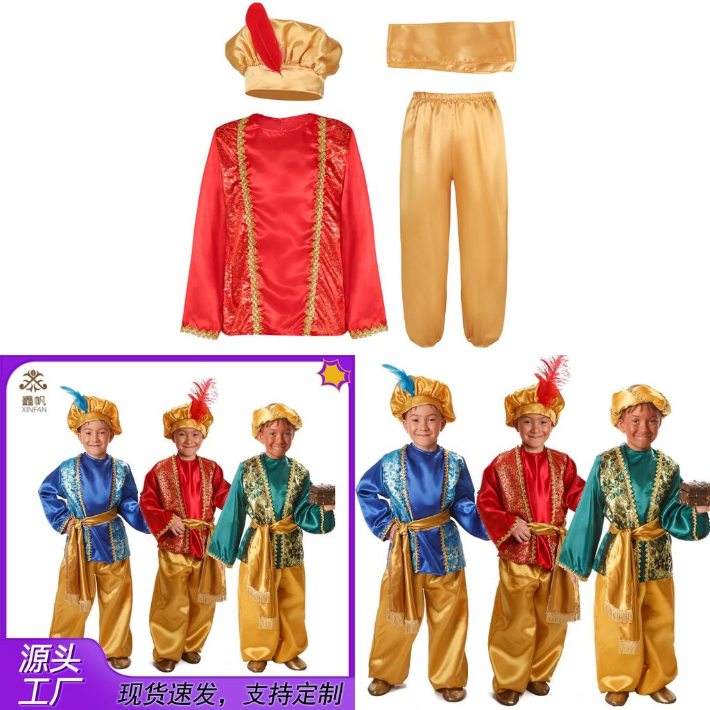 Kostým Aladina pro děti z polyesterové látky pro jevištní představení a halloweenský cosplay