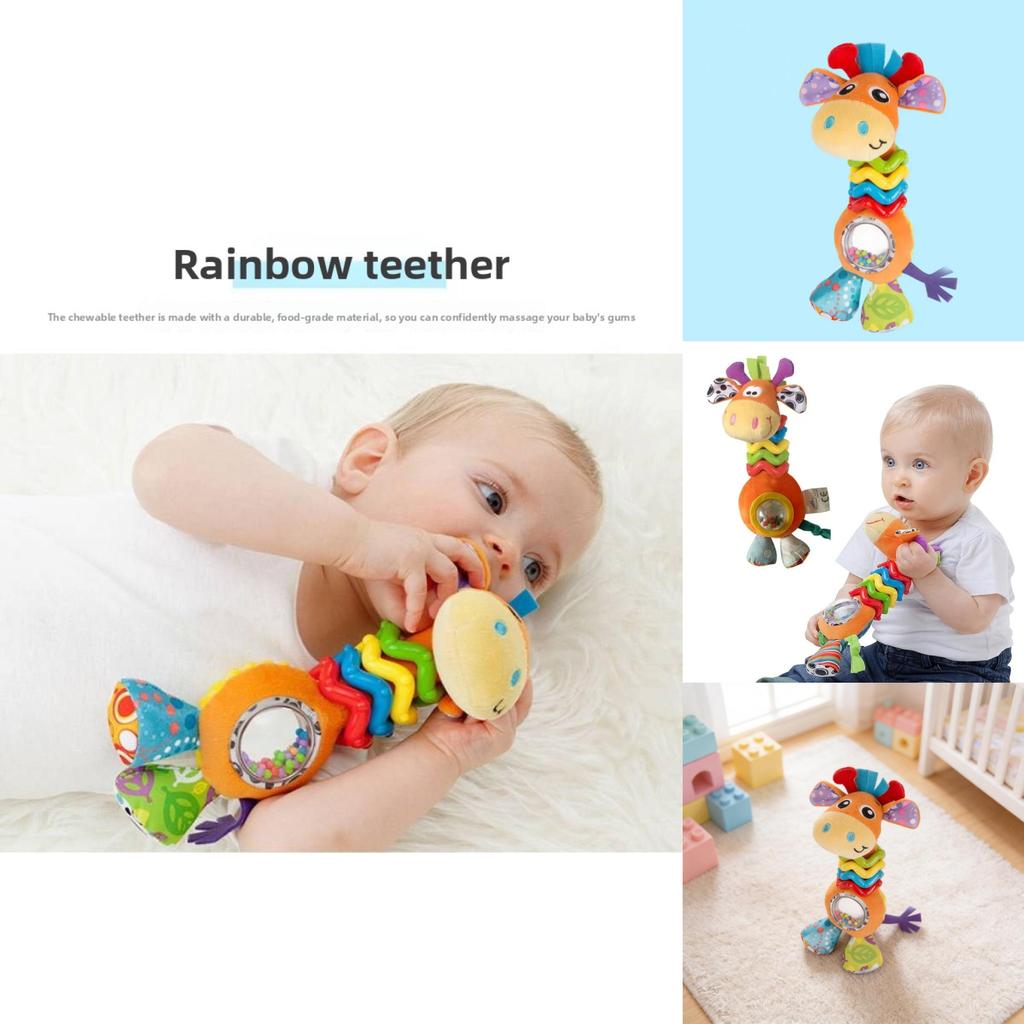Baby Giraffe Plush Rattle Toy With Sound For Infant Development And Sensory Play