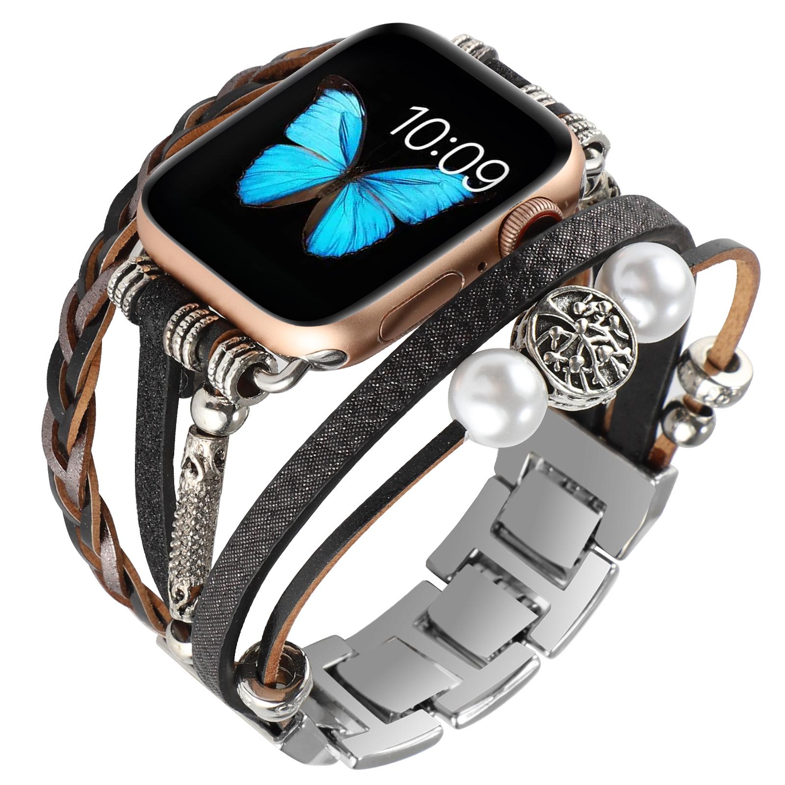 

Ремешок для ювелирных изделий ручной работы для Apple Watch 45 мм 41 мм 44 мм 40 мм 49 мм 42 мм 38 мм Металлический кожаный ремешок iWatch Ultra 9 8 7 6 5 4 3 SE 42mm 44mm 45mm 49mm