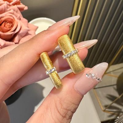 French Light Luxury Retro Brushed Women'S Ring Italian Antique Couple Wide And Narrow Pair Ring Simple High-End Ring