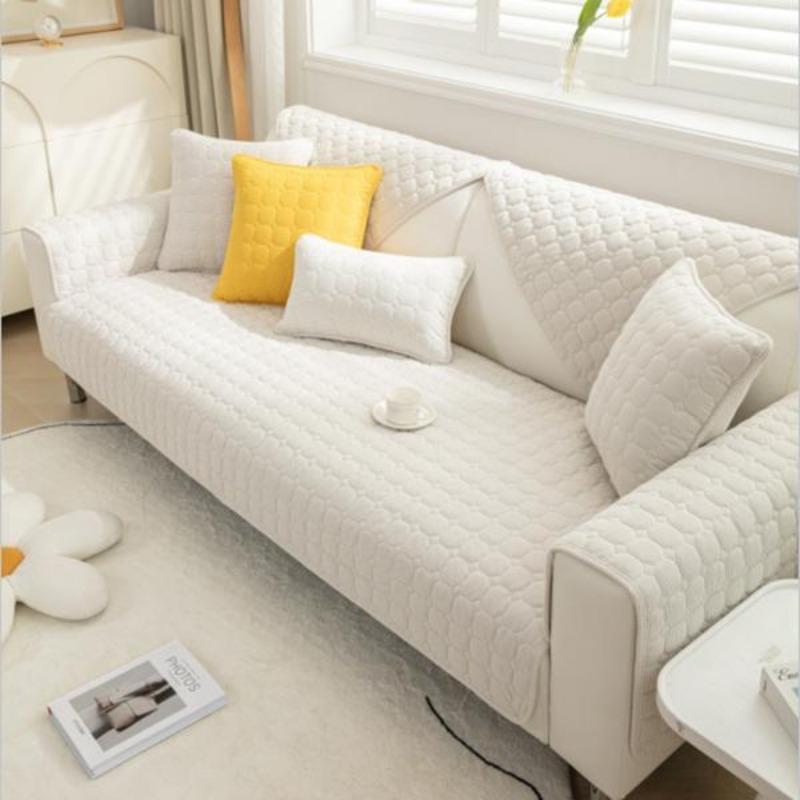 Winter Plush Sofa Cushion Solid Color Universal Thickened Non-slip Cushion Simple Modern Living Room Sofa Cover