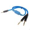 3.5 Mm Plug Male To Dual 6.35 Adapter Cable Splitter Cable, Blue (select Length)