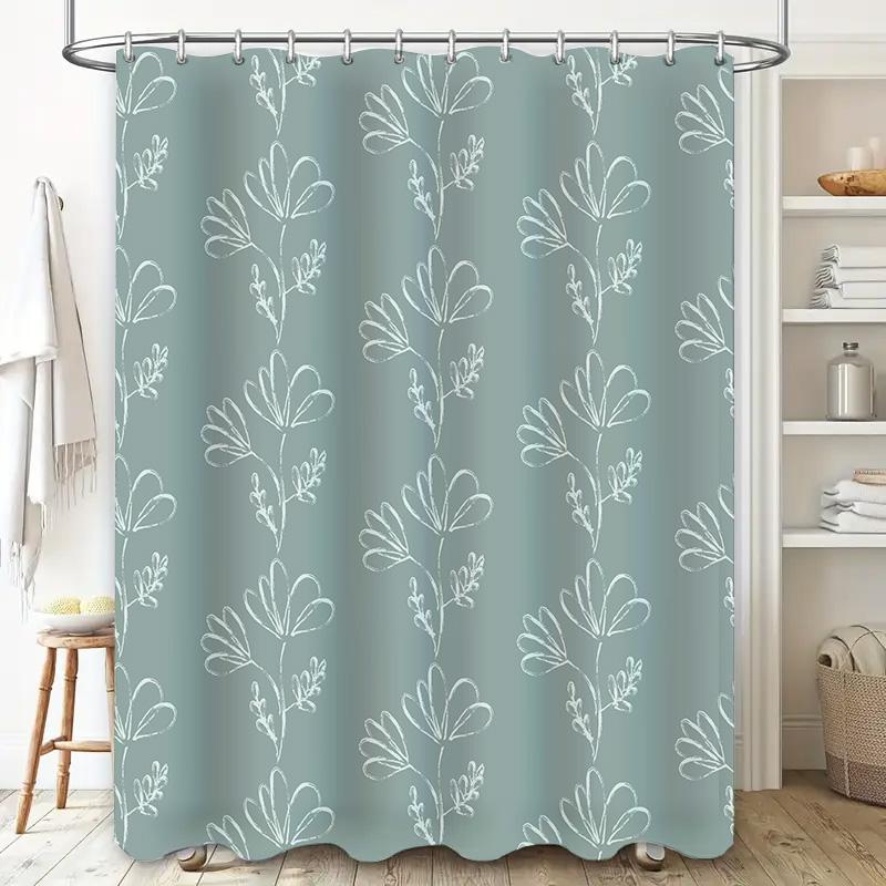 Entzückender Blumiger Duschvorhang 180 x 240 cm Hochwertiges Wasserdichtes Gewebe für Badezimmer Moderne Wohnkultur in Lavendelgrün Wh