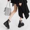 2025 Y2k Black Gothic Mary Janes Casual Pumps Chunky High Heels Goth Bow Tie Decor Lolita Platform Shoes Women