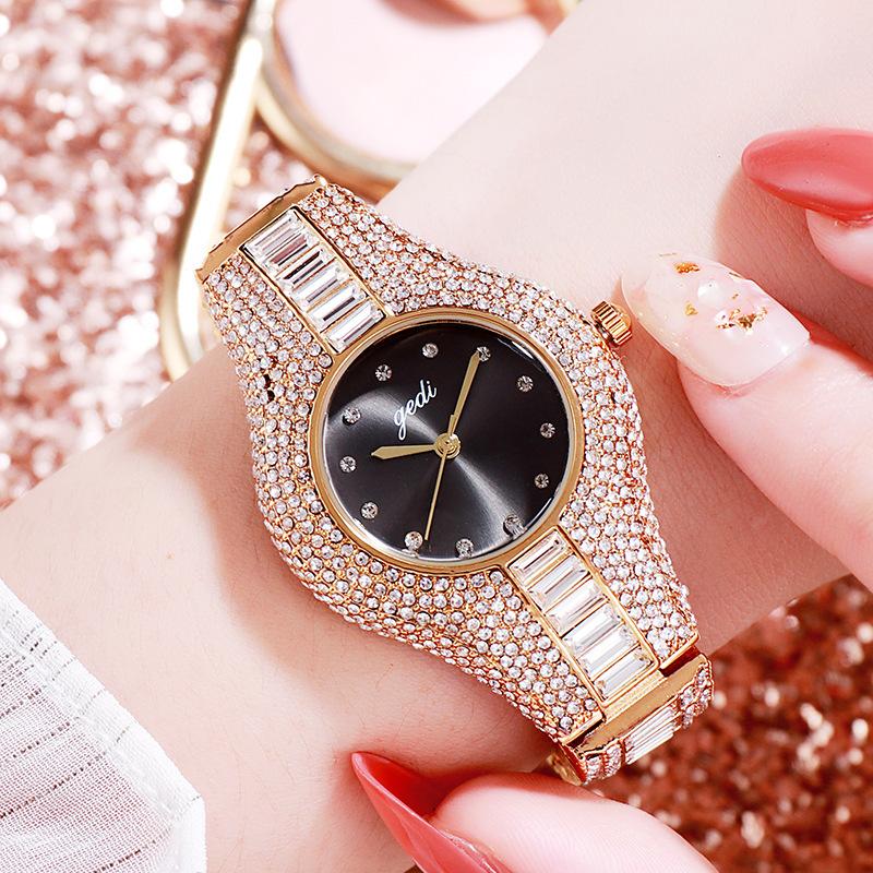 Diamond-Encrusted Steel Belt Women S Watch Light Luxury High-End Alloy Watch Waterproof Quartz Women S Watch