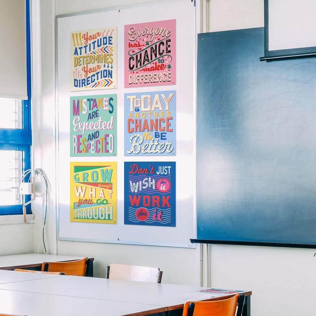 Set of 8 Growth Mindset Posters & WELCOME Letters for Teachers & Students - Bedroom, Office & Classroom Decor to pire Young Minds - Laminated Growth