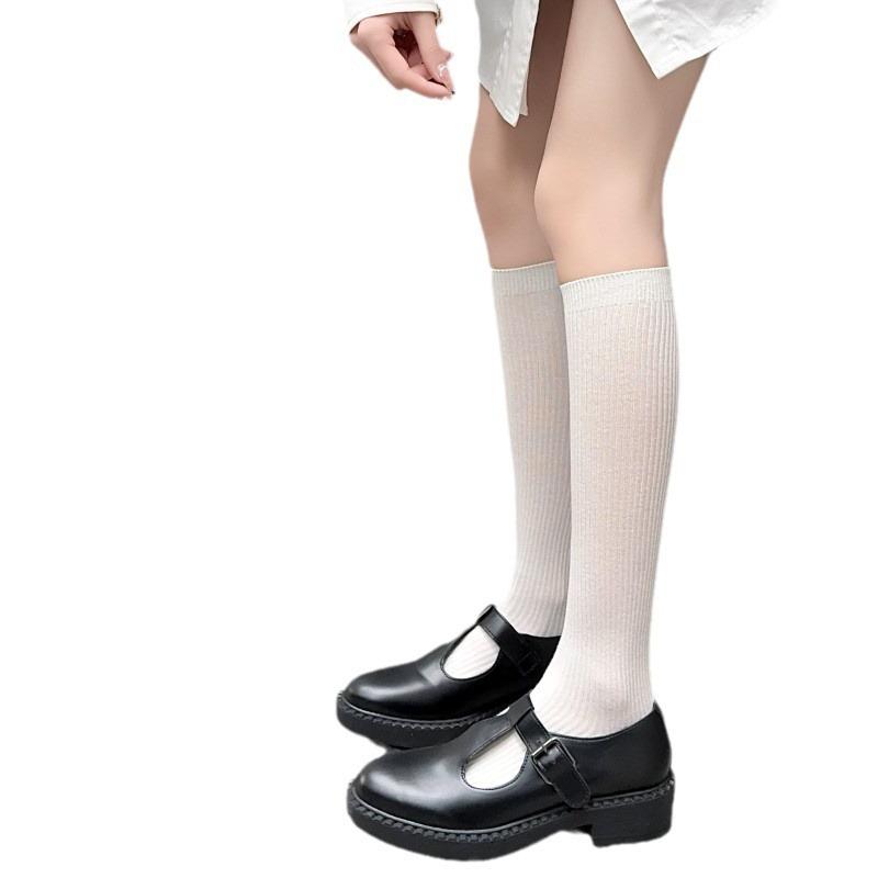 Double Needle Calf Socks Ultra-Thin Stacking Socks Wind Blogger With The Same Soft Korean Vertical Striped Ballet Shoes