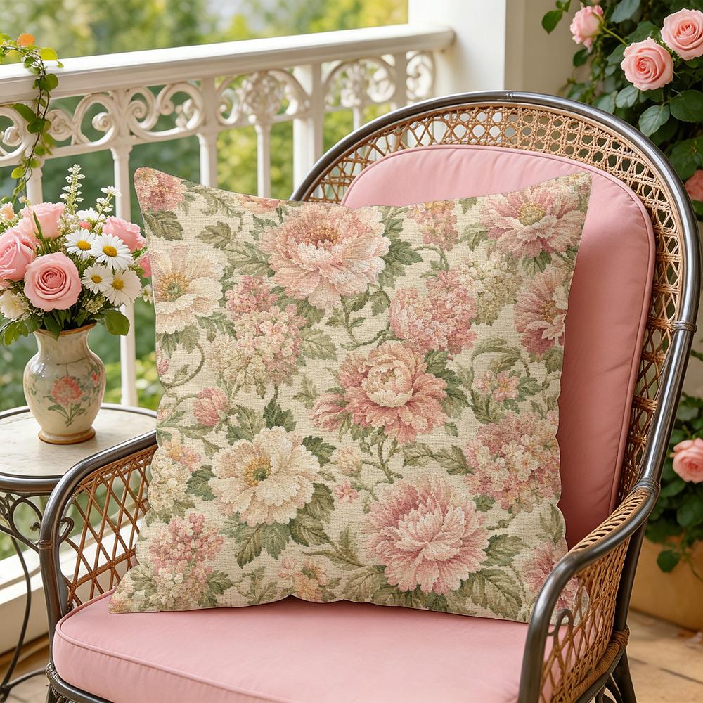 Woven Flower Textile Cushion Cover Silky Short Plush Invisible Zipper Dustproof Sofa Pillow Case For Home Decor