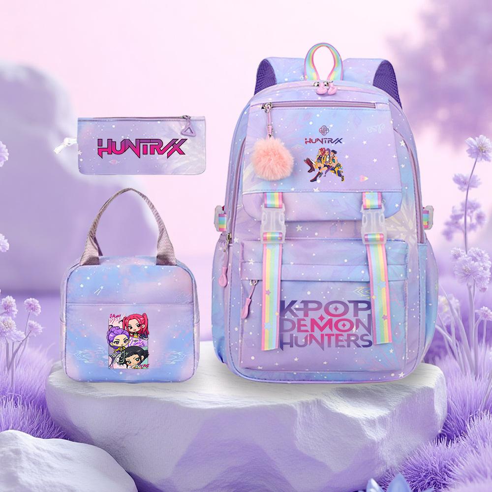 K-Pop Witch Hunters Cartoon Printed Student Pencil Bag Lunch Bag Three-Piece Backpack