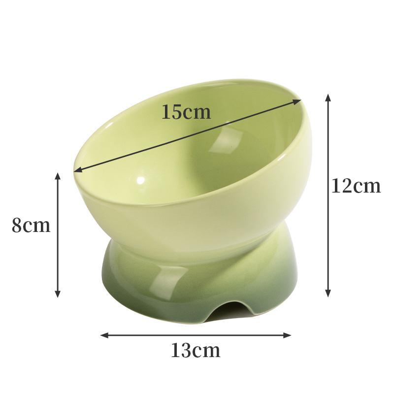 Creative Ceramic Tall Footed Bowls, Anti Overturning Neck Protection, Slanted Mouth, Gradient Color Cat Bowl, Pet Supplies , 1Pc