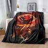 1pc Golden Glowing Rose Home Decor Throw Blanket Perfect for Couch, Bed, Travel .W075