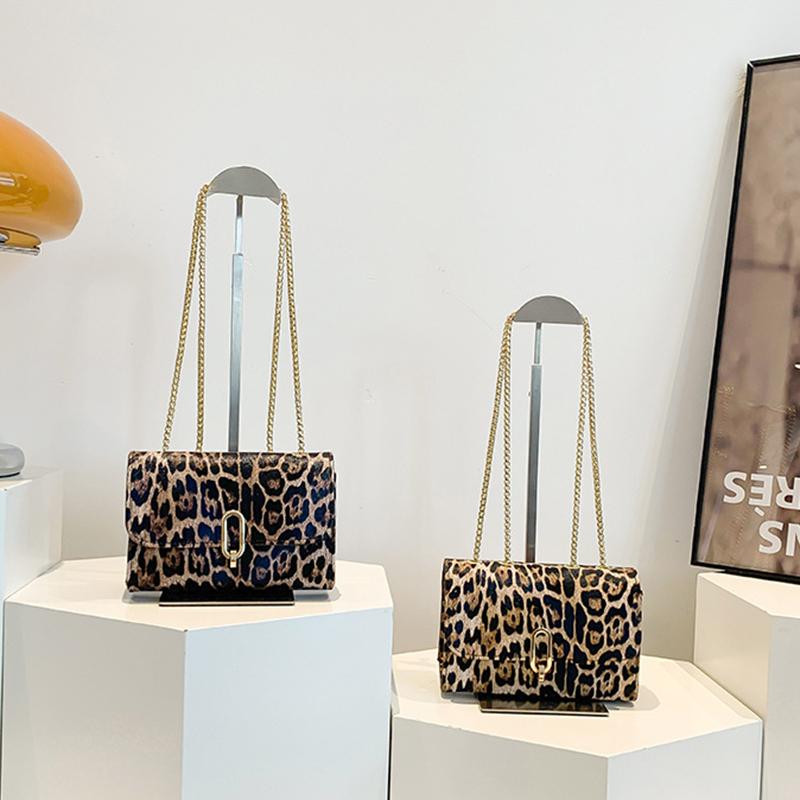 1 Pezzo Borsa a Tracolla Mini Flap Stampa Leopardo da Donna con Catena Metallica Vintage in Ecopelle con Zip Borsa a Spalla alla Moda Piccola Borsa a Mano per Donna