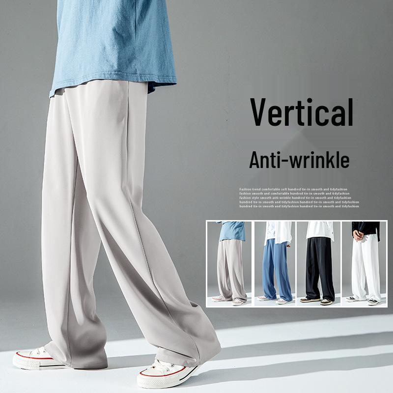 

Мужские Шикарные Брюки Широкие от Бедра в Гонконгском Стиле из Ледяного Шелка - Не Мнутся, Свободные, Идеальны для Лета XL