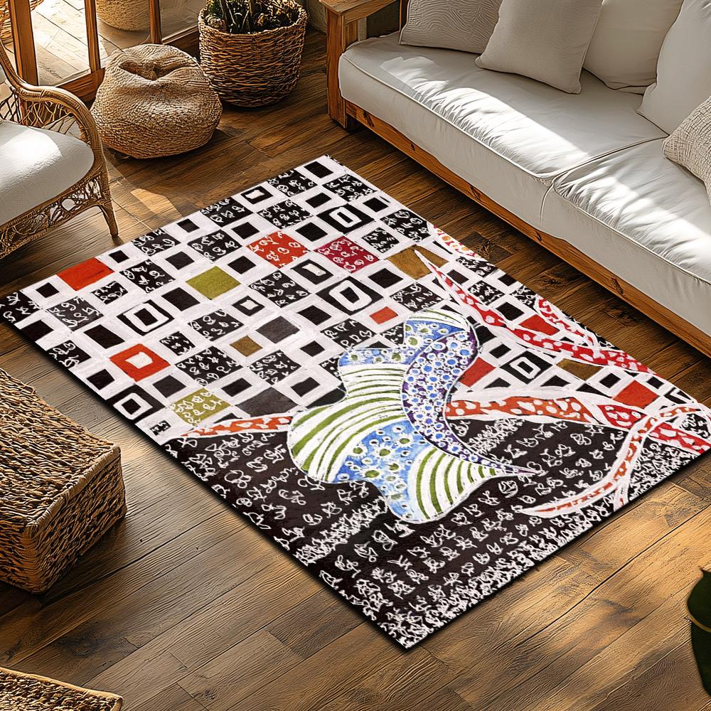 Unique Persian Carpet Pattern Area Rug Non-Slip Floor Mat Home Decor Living Room Entrance Doormat Modern Abstract Design Stylish