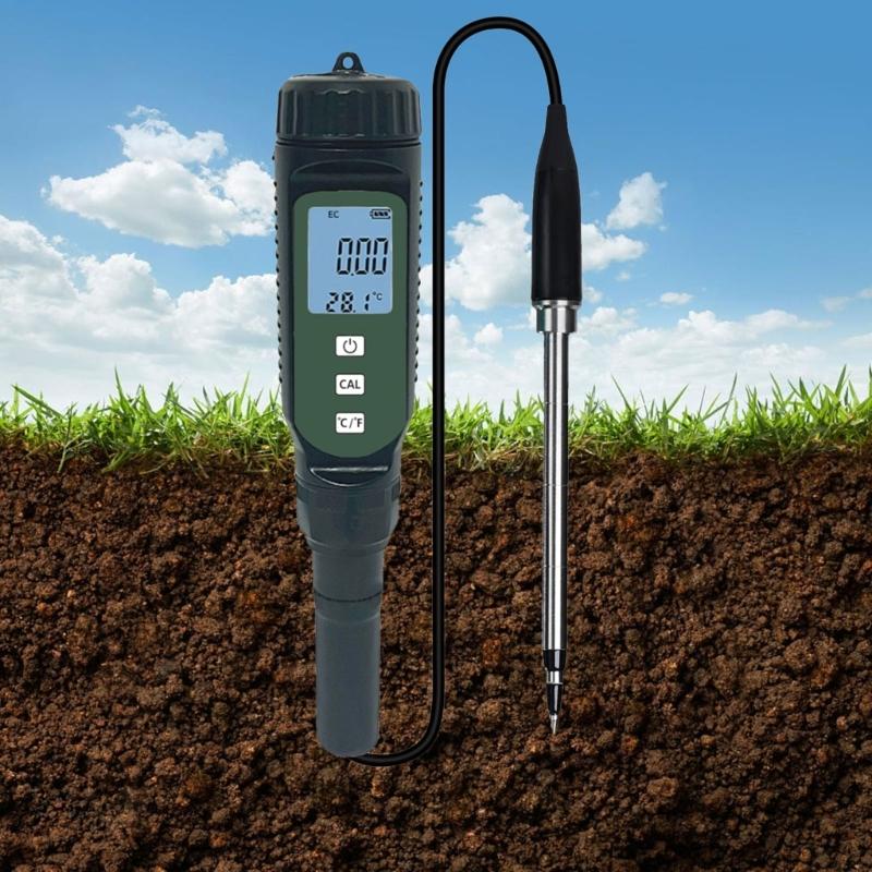 Soil Conductivity Meter With LCD Display For Soil Temperature Monitoring Ideal For Agriculture Gardening