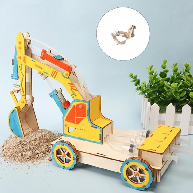 Wooden Hydraulic Machine Building Set Hands On Assembly Wooden Excavator Model for Students School Experiment
