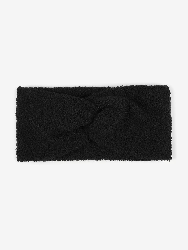 Wide-Brim Teddy Fleece Criss-Cross Headband - Solid Color Plush Yoga & Face Washing Hair Accessory.