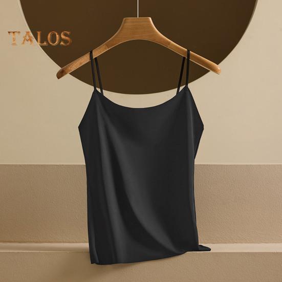 Dámský top tílko z umělého hedvábí Ledové hedvábí Saténové tílko Špagetová ramínka Bez rukávů Cami top Kulatý výstřih Hedvábná Letní základní halenka