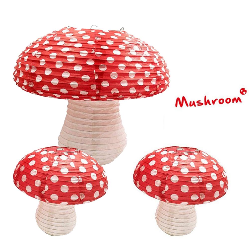 Birthday Party 3D Jungle Forest Backdrop Paper Lanterns Mushroom Hanging Decorations Party Supplies