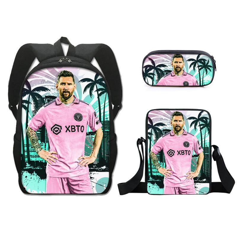 Modern Miami Messi Backpack Set With Breathable Polyester And Lightweight Design For School Use