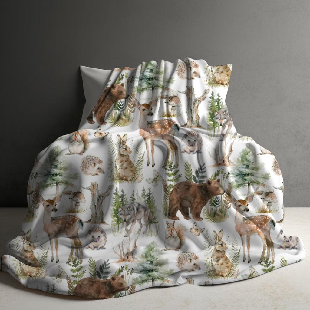 Cute Fox Blanket Fox Baby Blanket Soft Velveteen Blanket Cozy Throw, Floral Throw Woodland Animal Nursery Cute Animal Baby Foxes