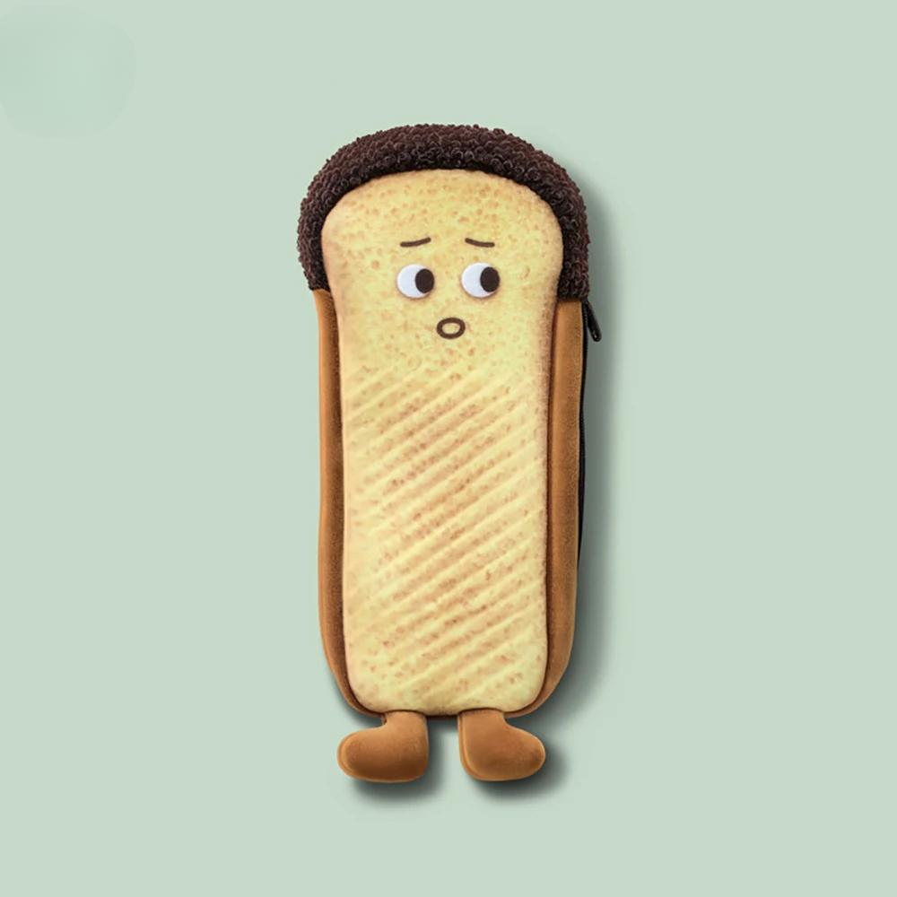 Student Stationery Bag, Fun Bread Plush Pen Bag, Multi functional Storage, Can Be Used as Wallet & Handbag