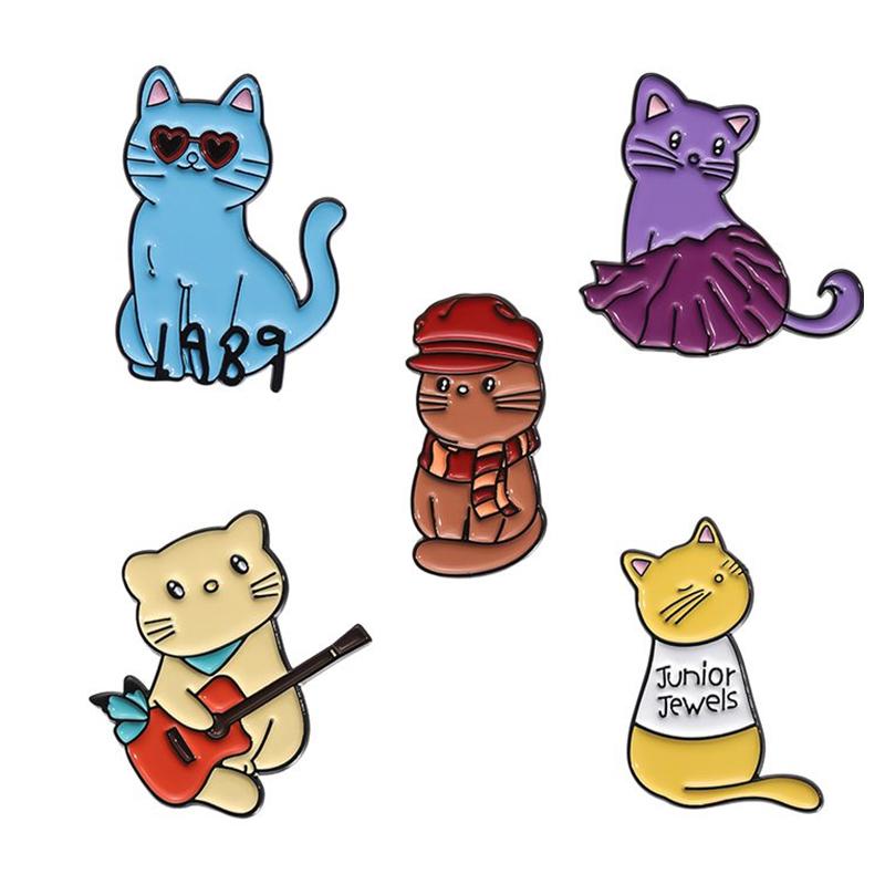 Cute Music Cat Enamel Pin Pop Music Albums 1989 Junior Jewels Cartoon Kitten Animal Brooch Lapel Badge Jewelry Gifts for Friends