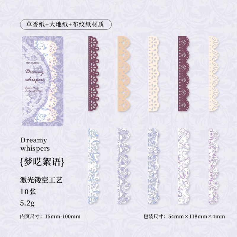 1pack/10pcs Vintage Strip Hollow Lace Material Paper DIY Handmade Album Scrapbooking Decorative Paper Supplies