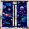 2pc    Window Drapes Outer Space Durable Polyester  Without Electricity Holiday Decorations Perfect for Carnival Decor
