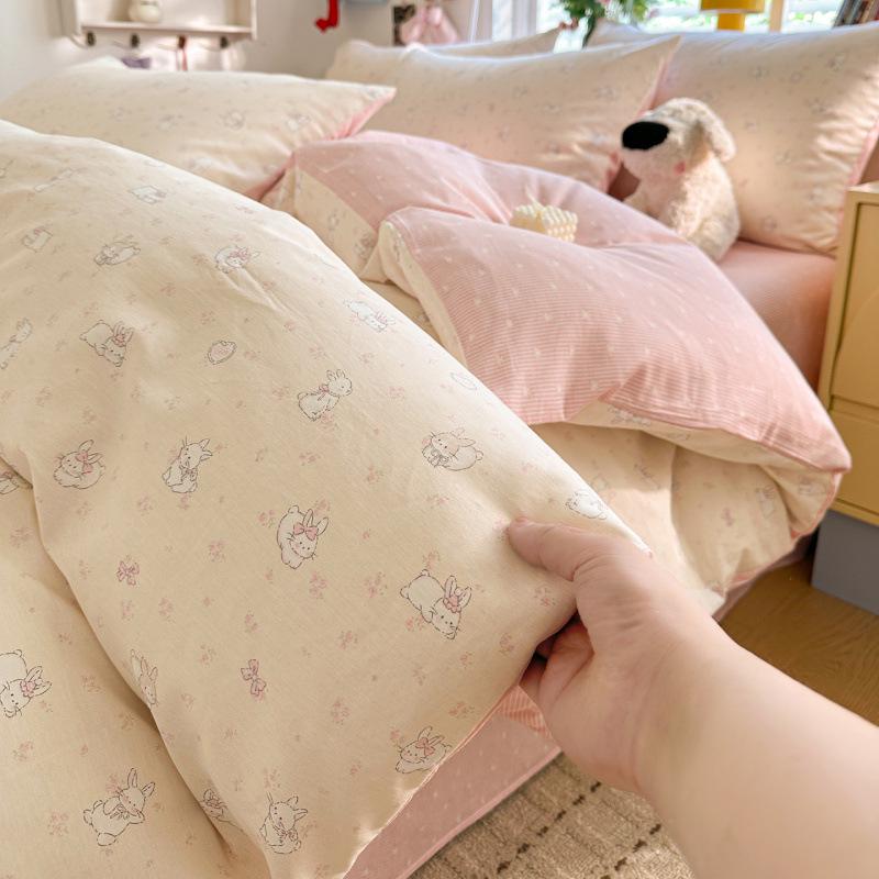 Pure Cotton Fresh Style Four-Piece Bedding Set for Spring/Summer - 2026 Edition (Fits 1.8m Beds)