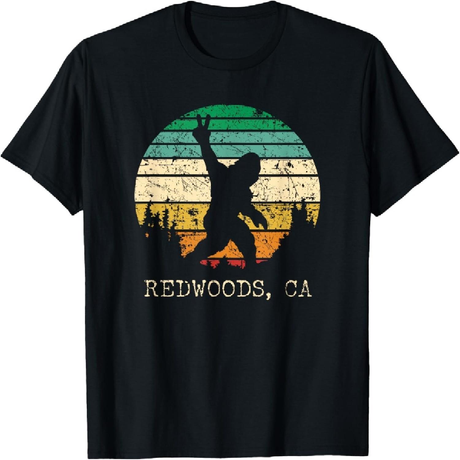 Redwoods California Sasquatch Peace Sign Bigfoot Design T-Shirt S