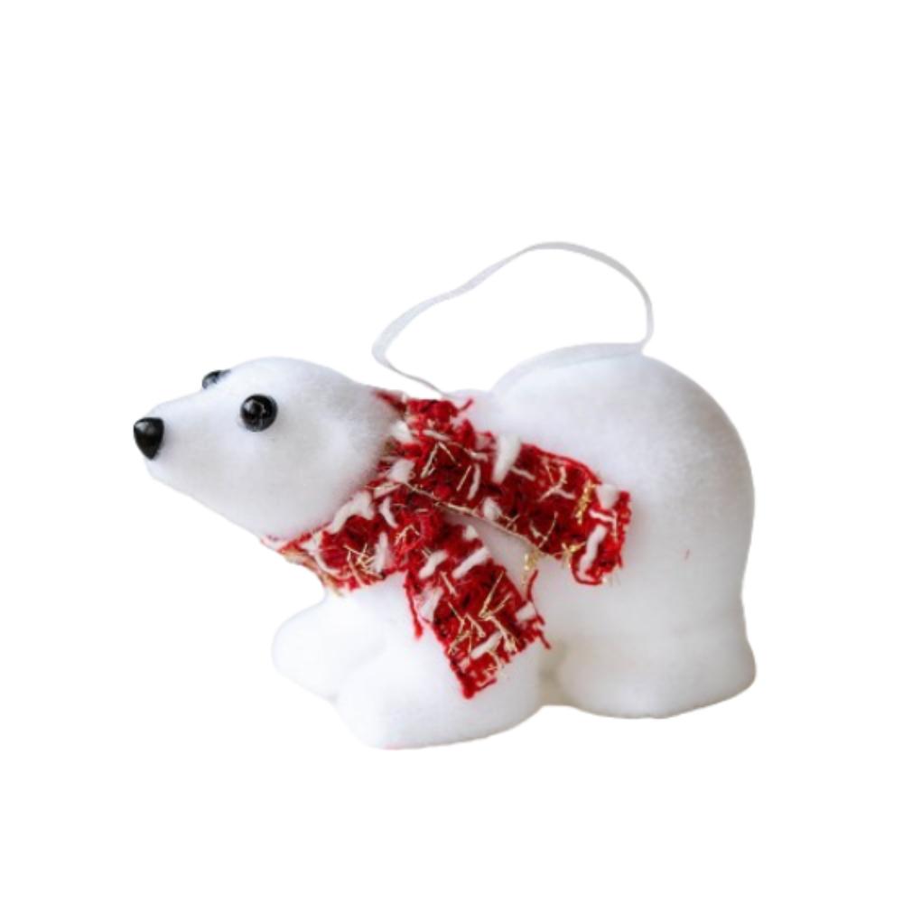 2pcs Cute Christmas Bear Pendant Mini Simulated Polar Bear  New Year Festival Gifts