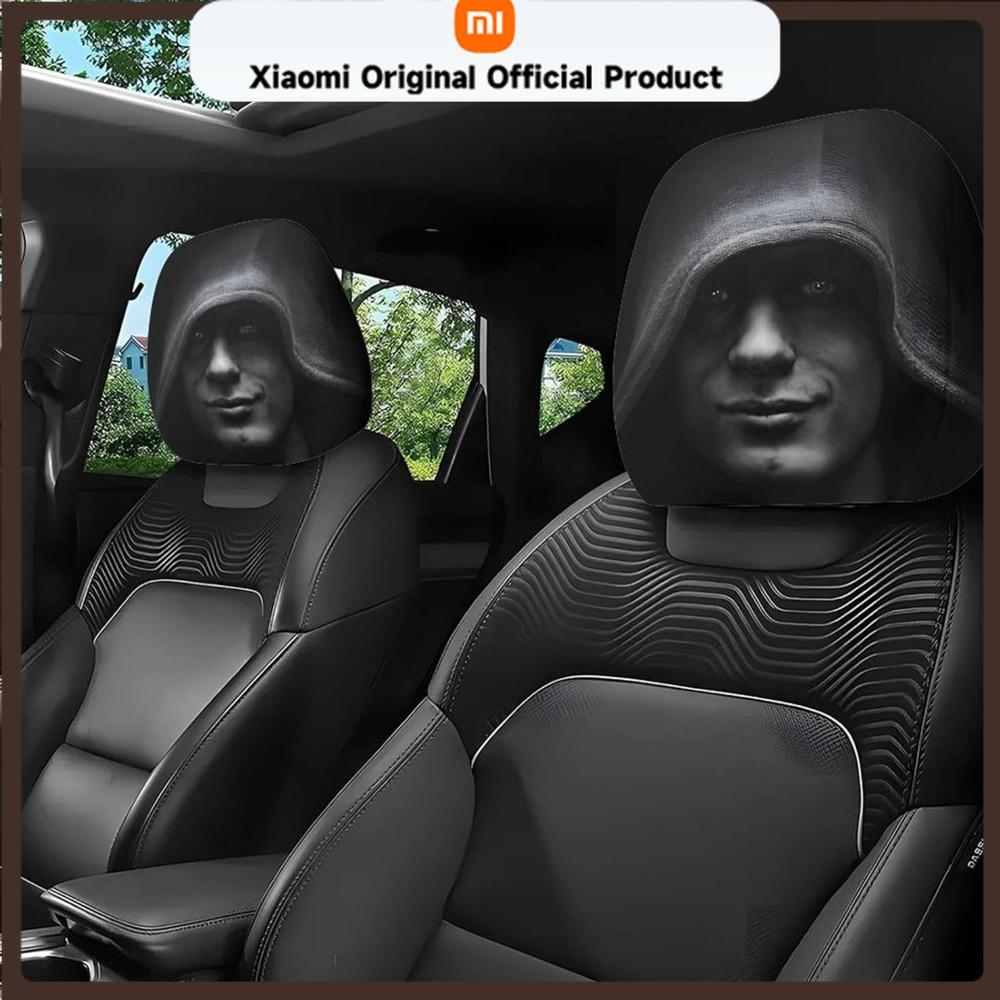 Xiaomi 2Pcs Universal Dark Mystery Portrait Print Car Headrest Covers Elastic Funny Car Headrest Protective Cover Car Decor Accessory