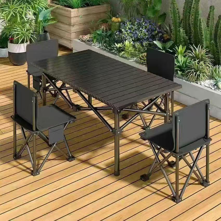 Portable Folding Outdoor Camping Table and Chairs for Fishing, Self-Driving Tours, and Picnics