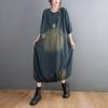 DIMANAF Plus Size Women 2025 New Dress Denim Autumn Long Sleeve Vintage Dress Long Dress Loose Dress Blue Basic Dresses