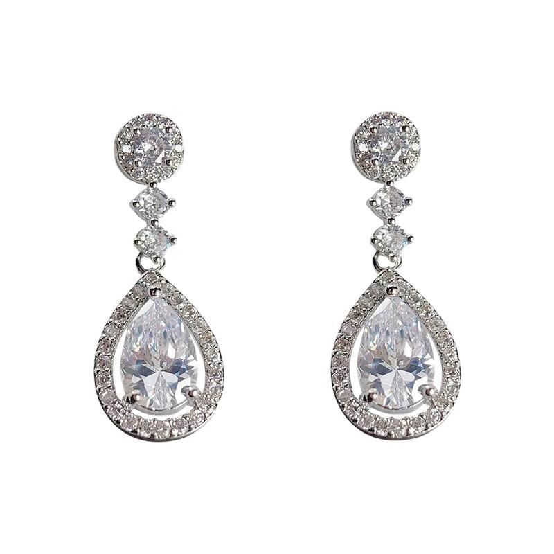 Thousand gold water drop zircon ear clips, no ear piercings, senior sense socialite temperament stud earrings,mosquito coil disc earrings.