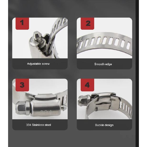 10-30pcs Hose Clamps Stainless Steel Adjustable Worm Gear Pip Tube Tool For Water Pipe  Plumbing Fuel Line Intercooler