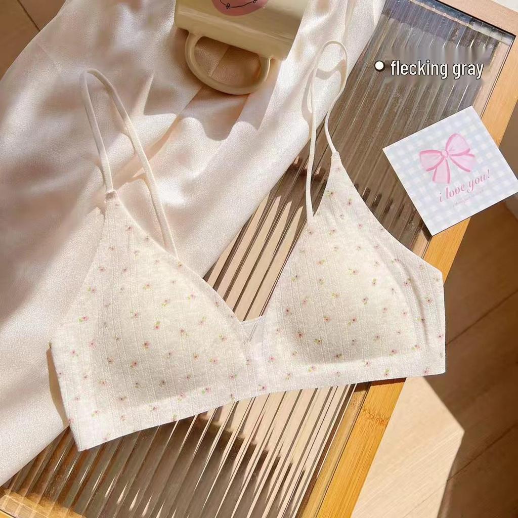 Original Deep V Ribbed Triangle Cup Bra for Small Bust – Comfortable Side Support & Anti-Sagging Design