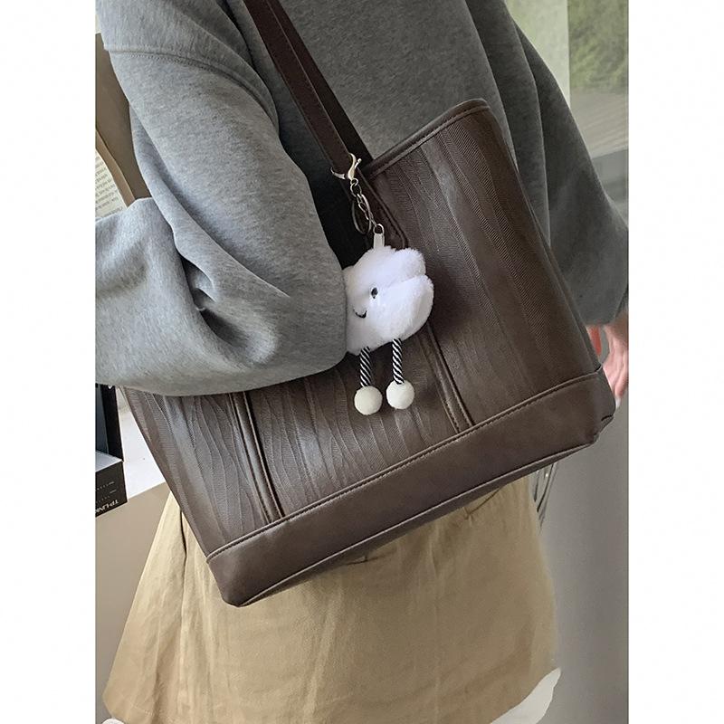 

Сумка-тоут Шкіряна Висококласна Студентський стиль Велика місткість Модна Сумка для поїздок на роботу Жіноча сумка Багаж темно-коричневого кольору