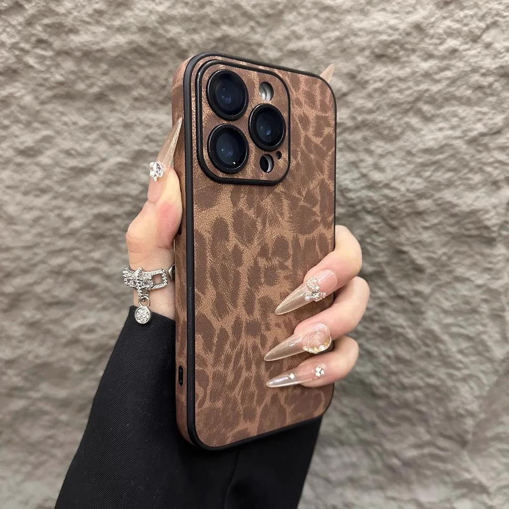 Leather Leopard Print Suitable for IPhone16Promax Internet Celebrity Phone Case Apple 15 High End Sense 14 Drop Protection Case