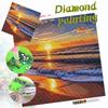 DIY Diamond Painting Canvas Kit for Adults Sunset Beach Colorful Rhinestone Craft for Stress Relief Living Room Wall Decoration Gift