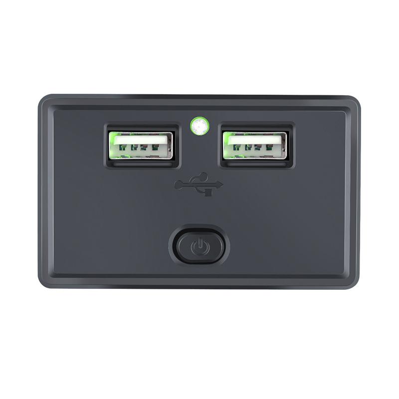 

Автомобильное зарядное устройство с двумя USB-адаптерами 12 В 24 В, розетка 5 В 4,8 А с пружинной пылезащитной крышкой, кнопка включения и выключения питания для авто, грузовика, квадроцикла, лодки, автобуса зелёный