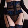 Cinturón Moldeador de Cintura Sexy de Encaje Transparente con Ballenas para Mujer Corsé Adelgazante con Cierre Completo Portamedias Suspensor